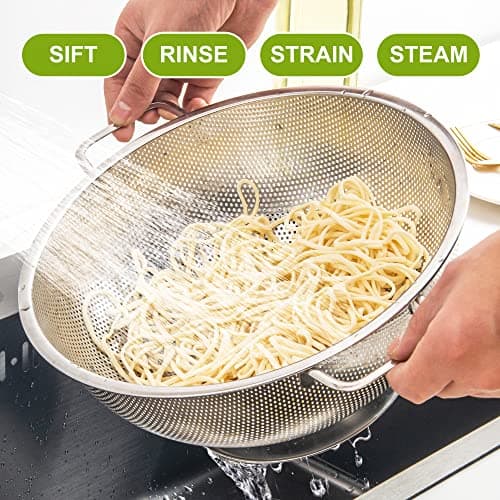 Gulex Colander Stainless Steel 3-Quart, Strainer for Kitchen Food, Dishwasher Safe 5