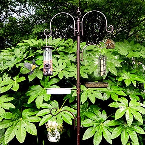 Deluxe Bird Feeding Station Kit With Multi Feeder Hanging Pole, Metal Suet Feeder, Bird Bath, Mesh Tray for Attracting Wild Birds and Planter Hanger (1 Pack) 7