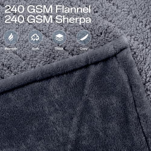 Heated Blanket Electric Full Size with 8 Heat Levels & 10 Time Settings, Heating Blanket with Flannel & Sherpa for Bed, Full Body, Couch, Home Office Use, Machine Washable, Warm Gift (Grey 72"x84") 6