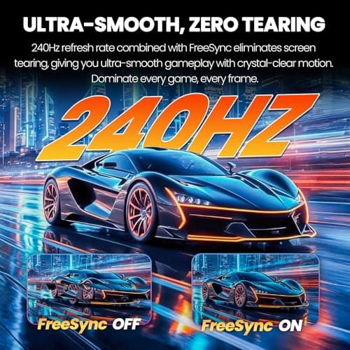 CRUA 24” 240Hz Gaming Monitor, Curved FHD 1920 x 1080P, Built-in Speakers, Support 120% sRGB, AMD FreeSync, Low Motion Blur, Wall Mount Installs Compatible, for Office and Games(HDMI 2.0&DP 1.4)–Black 4