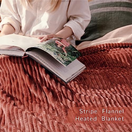 HOMISPRITE Heated Blanket King Size 100"x90",ETL Certification-6 Heating Levels Electric Blanket&1-10 Hour Auto Off,Heating Blanket with Dual Controller (RED) 7