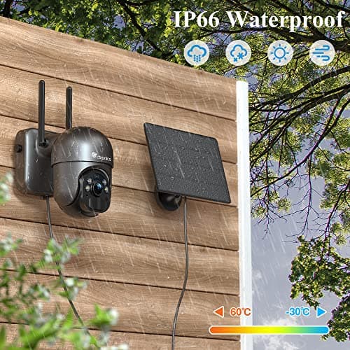 Ctronics 2.5K 4MP Security Camera Wireless Outdoor, WiFi Solar Security Camera Battery Powered, 360° PTZ, Color Night Vision 2560 * 1440P, PIR Human Detection, 2-Way Audio, IP66 8