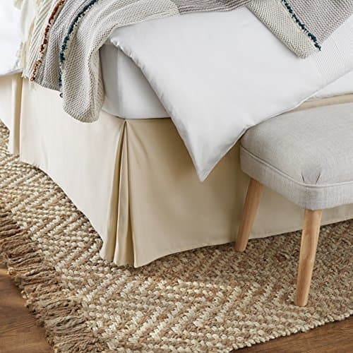 Amazon Basics Lightweight Pleated Dust Ruffle Bed Skirt, Wrinkle & Fade Resistant, Machine Washable, Full, Beige