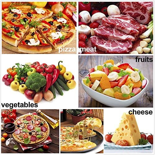 Amhoo Pizza Cutter Chef Mezzaluna Ulu Knife Handle Color Wood Grip Sharp Rocker Slicer Stainless Steel Blade Salad Onion Vegetable Chopper with Holder Base Christmas Gifts 7