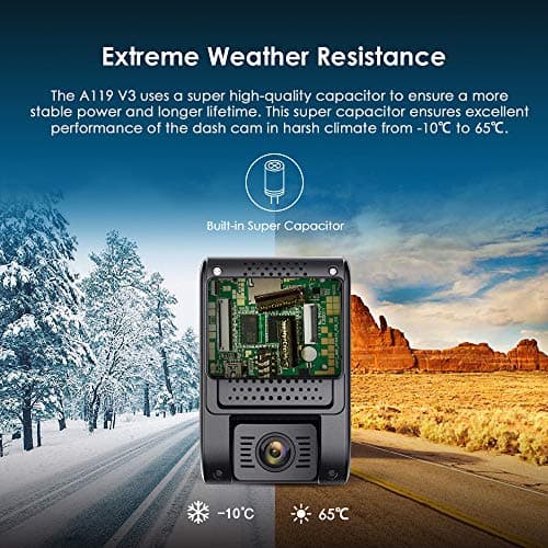 VIOFO A119 V3 2K Dash Cam 2560x1440P Quad HD+ Car Dash Camera, Ultra Clear Night Vision, 140-Degree Wide Angle, GPS Included, Buffered Parking Mode, True HDR, Motion Detection (Renewed) 8