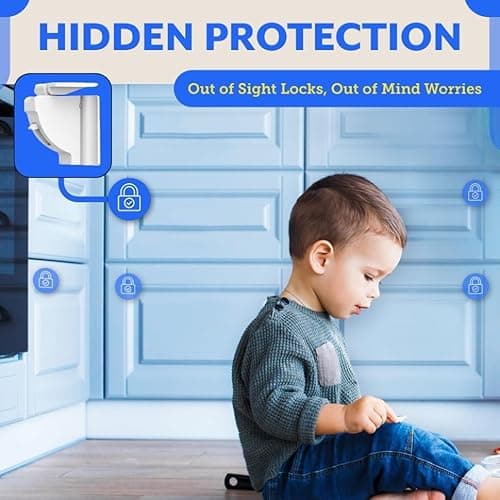 Magnetic Cabinet Locks for Babies (12 Pack Locks with 2 Keys), Eco Baby Baby Proofing Cabinet Locks, Child Locks for Cabinets Drawers Doors, Easy Installation No Tools Required 7