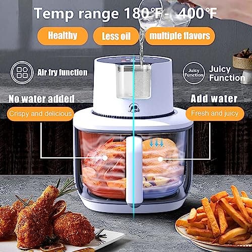 X&E 6-in-1 Glass Air Fryer,4.5QT Large Capacity, Up to 400°F High Heat,Food-Grade Borosilicate Glass,Easy-Clean Nonstick Basket, Smart Timer & Presets,Healthier, Less Oil Cooking 3