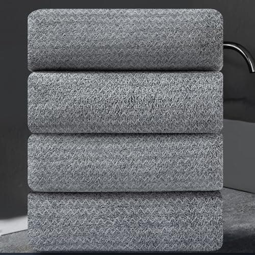 Extra Large Bath Towel Set 35"x70"Oversized Bath Sheet Set Cozy Soft Microfiber Bath Towel Jumbo Huge Grey Bathroom Towel Quick Dry Absorbent Towel Set for Bathroom,Hotel,Guests,Shower,Spa,Pack of 4 8