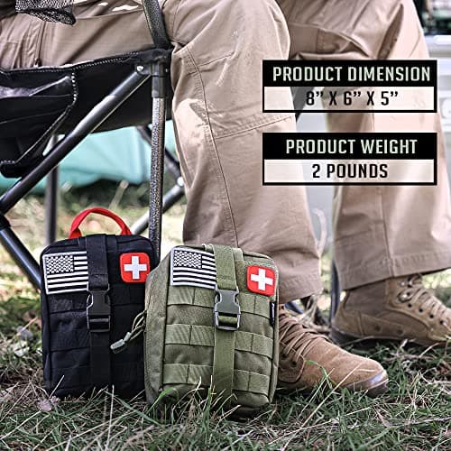 EVERLIT 250 Pieces Survival First Aid Kit IFAK EMT Molle Pouch Survival Kit Outdoor Gear Emergency Kits Trauma Bag for Camping Boat Hunting Hiking Home Car Earthquake and Adventures Od Green 5