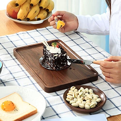 Bamber Wood Serving Tray Wooden Decorative Coffee Tea Platter Black Walnut 13.4 x 9 Inches 8
