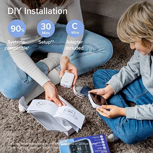 LEVOIT Smart Thermostat for Home, WiFi Programmable Digital Thermostat, Works with Alexa and Smart Sensor, Energy Saving, Large Touch Screen, C-Wire Adapter Included, DIY Install, Aura 400S, White 6