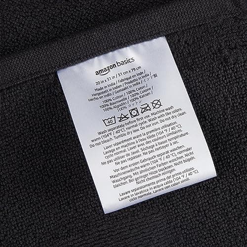 Amazon Basics Banded 100% Cotton Machine Washable Bathroom Bath Rug Mat, 31" x 20", Black 4