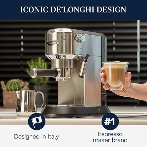 De’Longhi Dedica Espresso Machine with Manual Milk Frother, 15-Bar Pump & Adjustable Tray - Home Barista Coffee Maker for Espresso, Latte, Cappuccino & Iced Coffee - Italian Stainless Steel Design 5