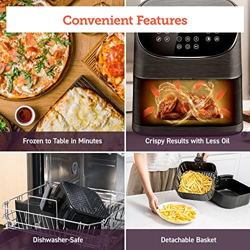 COSORI Air Fryer 5.8QT Pro Gen Smart 11-in-1 Toaster Oven , 100 Recipes Cookbook, 200+ Online Recipes , APP and Touch Screen Control, Works with Alexa & Google Assistant, Dishwasher-Safe Square Basket 7