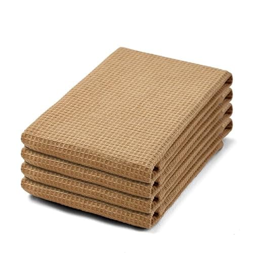 LANEPORTIA Waffle Weave Kitchen Towel - 100% Cotton - 15x25 Inches with with Hanging Loop, 4-Pack Quick Drying Dish Cloth, Tea and Hand Towels, Spring Easter Summer Soft Cloth Rags - Beige