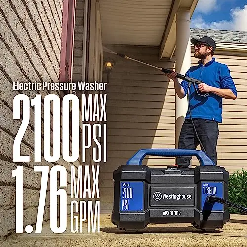 Westinghouse ePX3100v Electric Pressure Washer, 2100 Max PSI 1.76 Max GPM, Built-in Carry Handle, Detachable Foam Cannon, Pro-Style Steel Wand, 3-Nozzle Set, for Cars/Fences/Driveways/Home/Patios 5