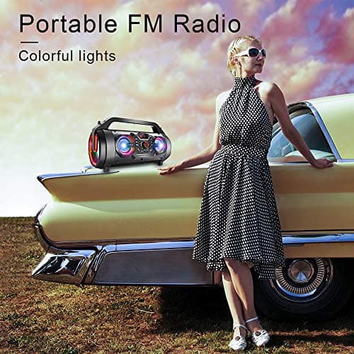 Portable Bluetooth Speaker with Subwoofer, Wireless Speakers with Booming Bass, FM Radio, RGB Lights, EQ, Stereo Sound, 10H Playtime, 30W Loud Speaker for Home, Outdoor, Party, Travel, Camping, Gifts 7