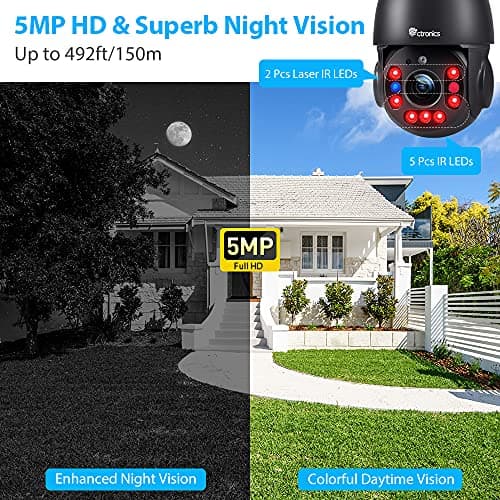 Ctronics 5MP 30X Optical Zoom Security Camera WiFi Outdoor, 2.4/5Ghz WiFi Dome Surveillance Cameras with Auto Cruise & Zoom, 492ft Night Vision,Human Detection,IP66 (Black) 5