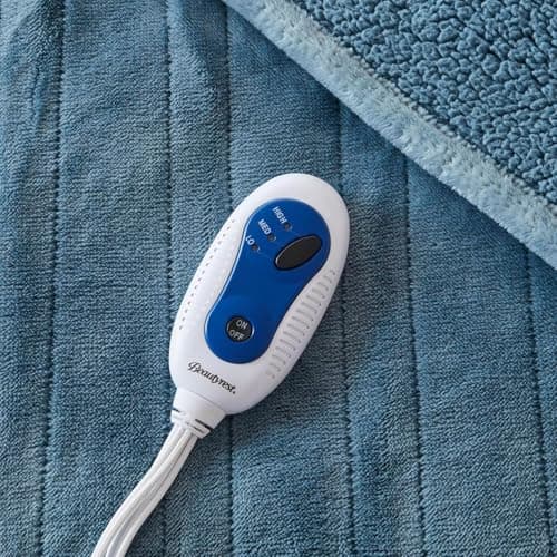 Beautyrest Heated Blanket, Electric Throw Blanket, Soft, Warm, Reversible Plush - Sherpa Heating Blanket Throw, 3 Heat Settings, 2 hr Auto Shut Off, Machine Washable, Oversized 60 in x 70 in, Blue 5