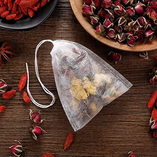 100 Pcs Disposable Tea Bags for Loose Leaf Tea, Biodegradable Tea Filter Bags with Drawstring, Corn Fiber Empty Tea Bags for Loose Leaf Tea (3.54 x 2.75 inch) 5