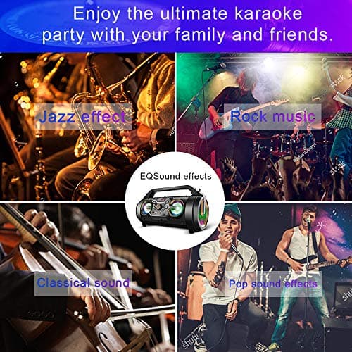Bluetooth Speaker, 30W Portable Bluetooth Boombox with Subwoofer, FM Radio, RGB Colorful Lights, EQ, Stereo Sound, Booming Bass, 10H Playtime Wireless Party Speaker for Home, Outdoor, Travel, Camping 6