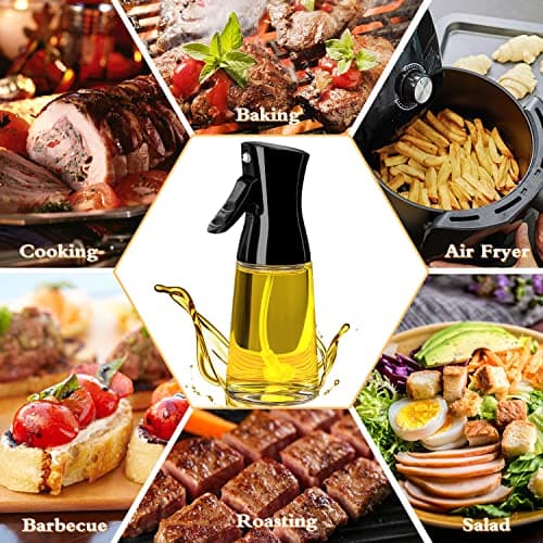 180ml Glass Olive Oil Sprayer with Brush for Cooking - Thick Glass, Strong Spray Force 6