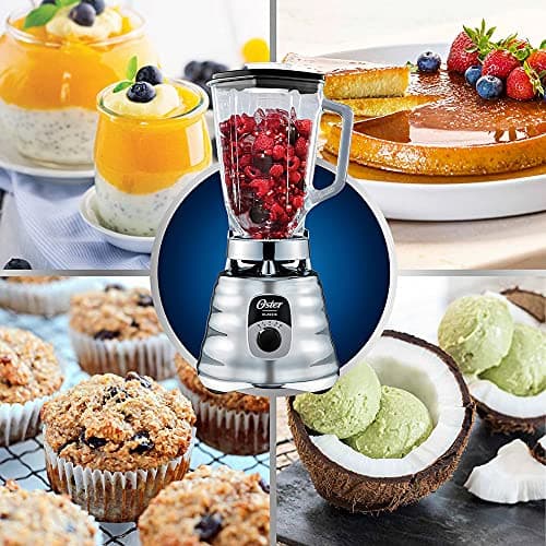 Oster Original 3 Speed Chrome Blender, 6 Times more Durable Motor, 10 Times Stronger, 5 Cup Glass Jar 10