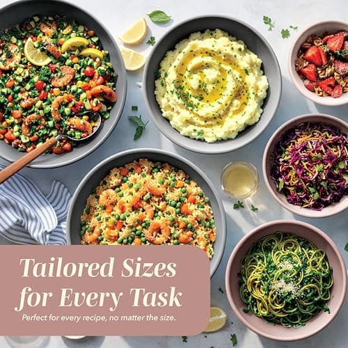 COOK WITH COLOR Mixing Bowls with TPR Lids - 12 Piece Plastic Nesting Bowls Set includes 6 Prep Bowls and 6 Lids, Microwave Safe Mixing Bowl Set (Pink Ombre) 5