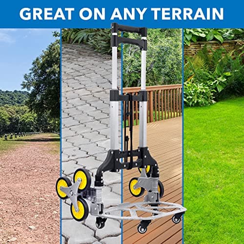 Mount-It! Stair Climber Dolly, 3 Wheel Stair Climbing Hand Truck with Folding and Telescoping Handle, 154 Lbs Capacity Trolley to Easily Lift Heavy Items Up and Down Steps 6