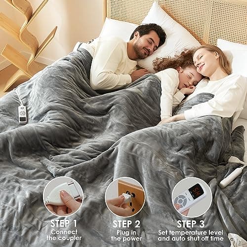 EHEYCIGA Heated Blanket - Twin Size, 9 Heating Levels, 10 Hour Auto Off, Soft Cozy Sherpa Washable Blanket, 62 x 84 Inches 6