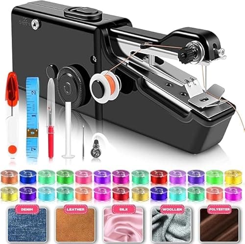Rapid Sewing and User-Friendly Portable Handheld Sewing Machine, Mini Sewing Machine with Accessories Kit to Stitch Anywhere, Anytime