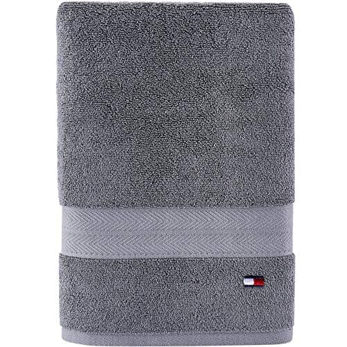 Tommy Hilfiger Modern American Solid Bath Towel, 30 X 54 Inches, 100% Cotton 574 GSM (Grey Violet)