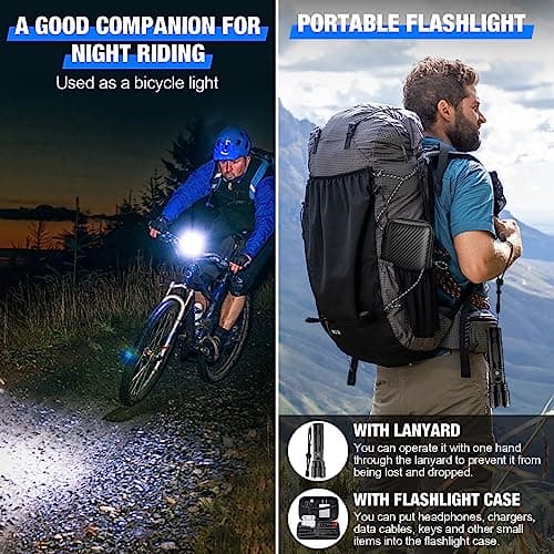 LED Flashlights High Lumens Rechargeable, 100000 Lumens Super Bright Powerful Flashlight, Type-C, 5 Modes, Zoomable, IPX5 Waterproof High Powered Tactical Flash Light for Emergency Camping Hiking 8