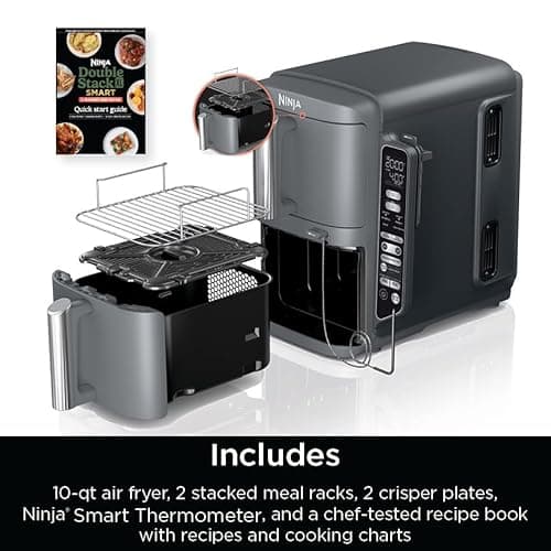 Ninja DoubleStack XL Smart Air Fryer, 2-Basket, 10 QT, 6-in-1, DoubleStack Technology Cooks 4 Foods at Once, Space Saving Design, Air Fry, Broil, Bake SL451 17