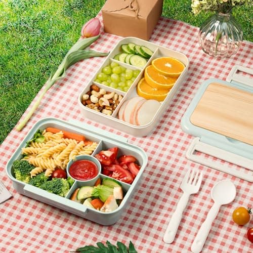 Freshmage Bento Box Adult, Stackable Bento Box with Utensil, Compartment Salad Container for Lunch, 58oz, BPA-Free, Leakproof, Microwave & Dishwasher Safe for Work, Office, Commute (Lake Blue) 7