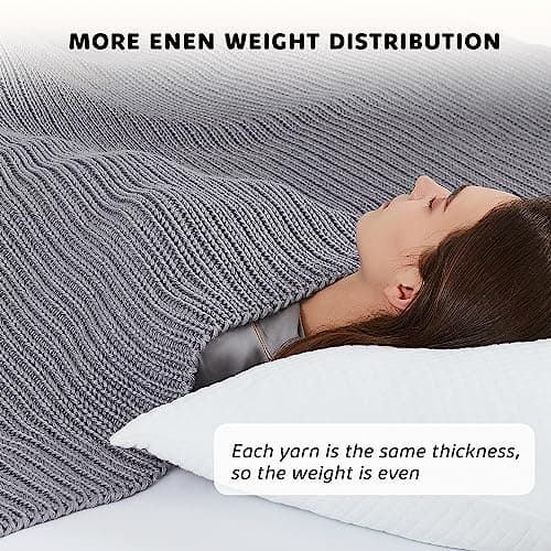 L'AGRATY Knitted Weighted Blanket - 60"x80" 15lbs Cooling Chunky Knit Heavy Blanket for Adults Braided Crochet Throw Thick Cable Yarn Knit Decorative No Beads Evenly Weighted Machine Washable 6