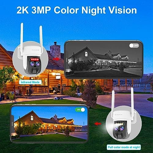 VSTARCAM Solar Camera Outdoor Wireless No Subscription, Dual Cameras, 2K UHD with 10× Zoom, 100% Wire-Free with Battery Powered, 360° Panoramic View, PIR Motion Detection, Siren, 2-Way Audio,IP66 4