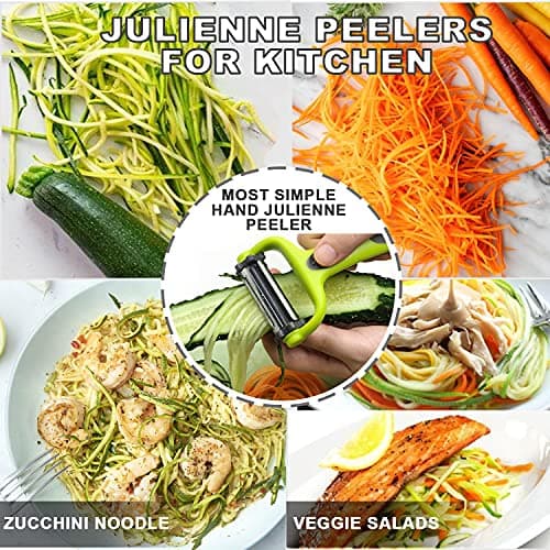 GANNK Potato Apple Vegetable Peelers for Kitchen, I and Y Peelers for Fruit Veggie Potatoes Carrot Cucumber, 3 in 1 Blade Spin Design With Julienne Function 9
