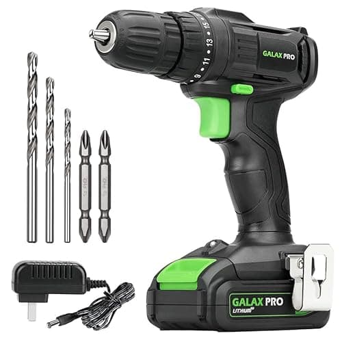 GALAX PRO Cordless Drill Driver 20V,1.3Ah Battery Power Drill Driver with Single Speed 0-600RPM,and Work Light, Max Torque 20N.m, 3/8 Inch Keyless Chuck, 19+1 Position,Battery and Charger Included
