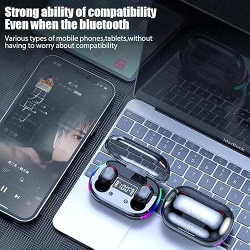 BD&M Wireless Earbuds, HiFi Digital LED Display Stereo Gaming Earbuds Bluetooth Headphones, TWS Wireless Earphones in-Ear Ear Buds, for Gaming, Workout, Sports, Work, Running, Gym 6