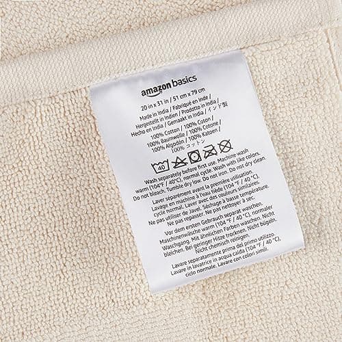 Amazon Basics Banded Bathroom Bath Rug Mat, Machine Washable, Super Absorbent, 100% Cotton, 20" W x 31" L, Cream 4