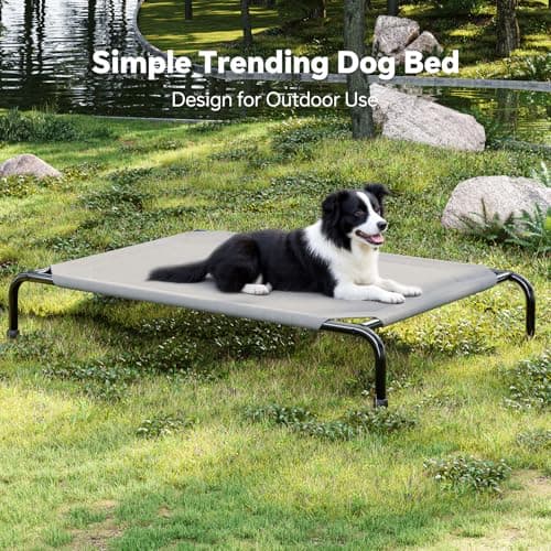 Simple Trending Raised Dog Bed for Large Dogs, Waterproof XL Dog Cot, Outdoor Cooling Elevated Pet Bed Load 200lb, 47.75" x 30.5", Grey 6
