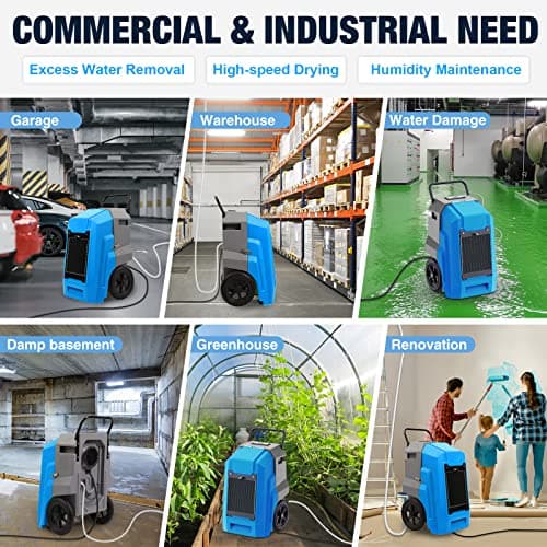 MOUNTO 180Pints Commercial Dehumidifier with Pump and Drain Hose, LGR Portable Dehumidifier with wheels for Home, Basements, Garages, and Job Sites. 7