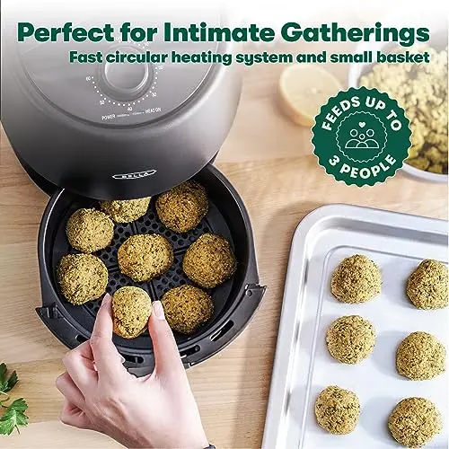 bella 2 qt Manual Air Fryer Oven and 5-in-1 Multicooker with Removable Nonstick and Dishwasher Safe Crisping Tray and Basket, 1200 Watt Heating System, Matte Black 7