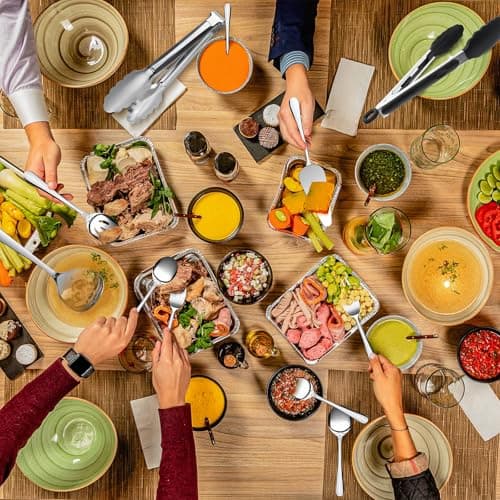 17PCS Serving Utensils Set Flatware, Stainless Steel Serveware Large Serving Spoons, Slotted Spoons, Forks, Tongs, Cake Server,Soup and Skimmer Spoon for Buffet, Catering, Party, Dinner (Silver) 5