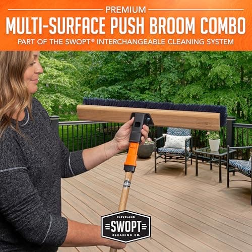 SWOPT 24” Premium Multi-Surface Push Broom Head — Cleaning Head Interchangeable with All SWOPT Cleaning Products for More Efficient Cleaning and Storage — Indoor and Outdoor Push Broom 5