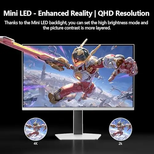 INNOCN 27" 2K QHD 2560 x 1440P 320Hz Monitor, Gaming Console Ready, Mini-LED Precisely Dimming, Monitor for Mac, HDR1000, 1ms, MPCS/ULL, FPS, HDMI 2.1, DP, Speaker, Pivot Adjustable Stand - GA27T1M 5