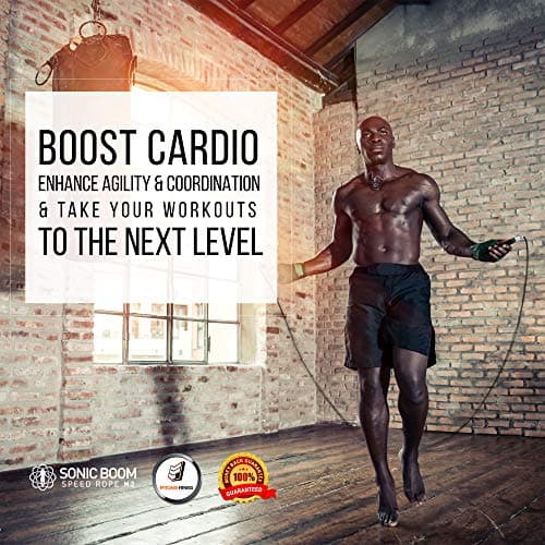 Sonic Boom M2 High Speed Jump Rope - Patent Pending Self-Locking, Screw-Free Design – Weighted, 360 Degree Spin, Silicone Grip with 2 Speed Rope Cables for Home Workout, & More 5