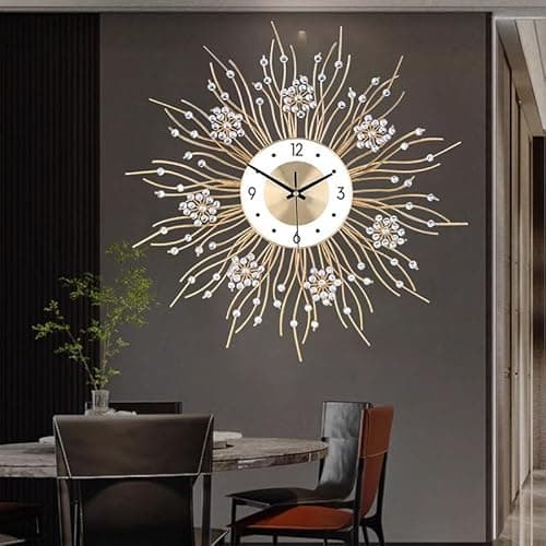 SIN&MI Large Wall Clocks, Silent Sunflower Shape Chic Decorative Wall Clock, Modern Non-Ticking Round Clock Dial Iron Metal Wall Clock for Living Room Decor Entrance Office Cafe 20 Inch 7