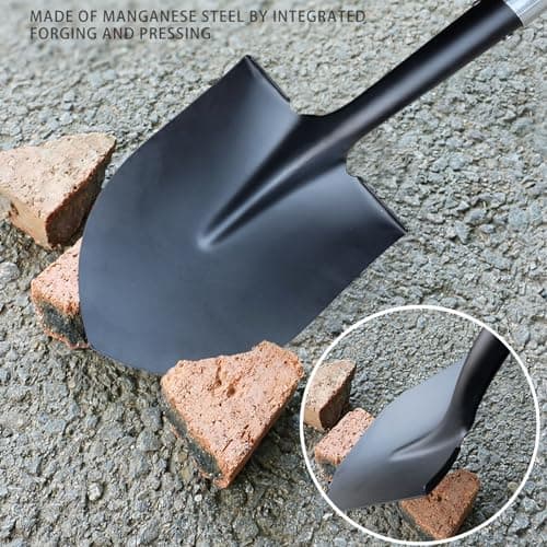 FORCOLID Shovel for Digging, Heavy Duty 57 inch Straight Handled Round Shovel with Non-Slip Tail Cover, Lawn and Yard Tools, Fiberglass Handle(Orange) 6
